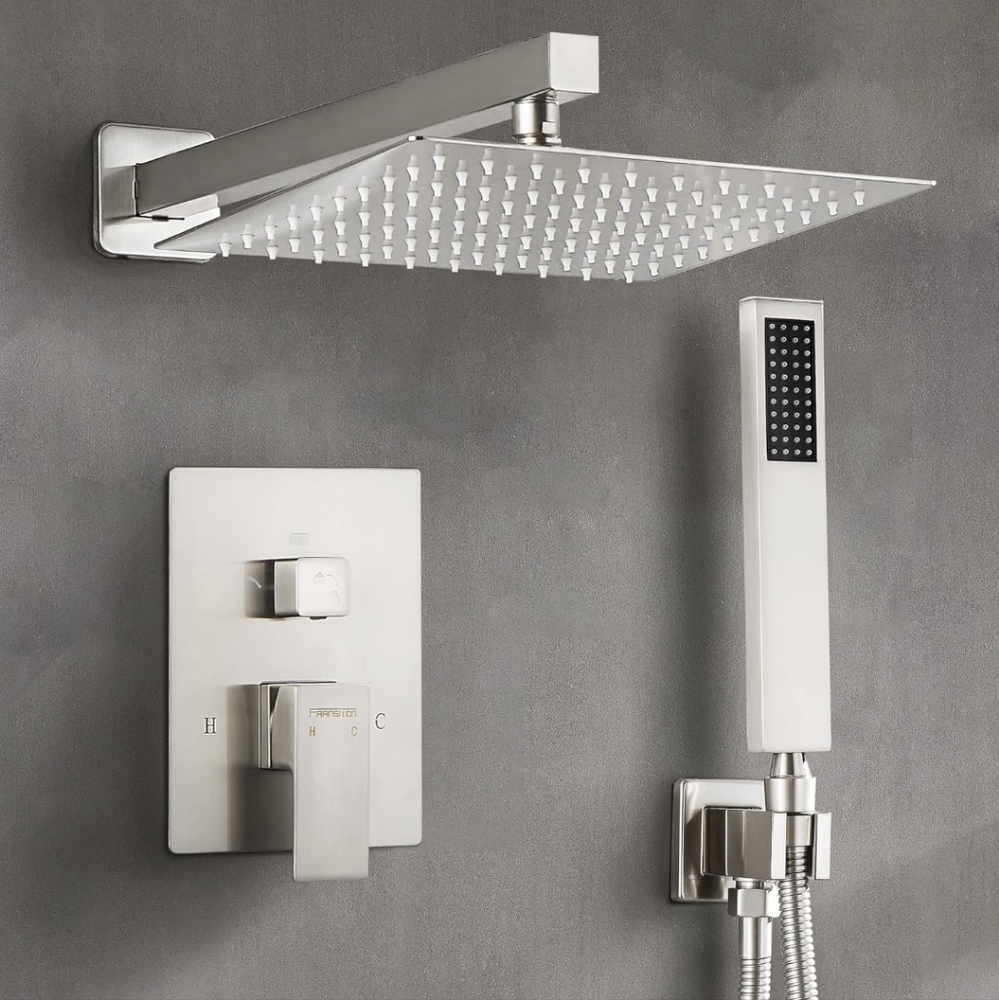 Fransiton 12 Inches Brushed Nickel  Rain Shower System Set Wall Mount  [NIB]